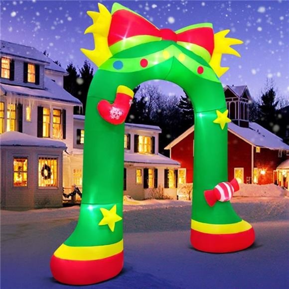9FT Giant Christmas Inflatables Archway, Christmas Arch Blow up Decor, LED Light - Picture 5 of 6